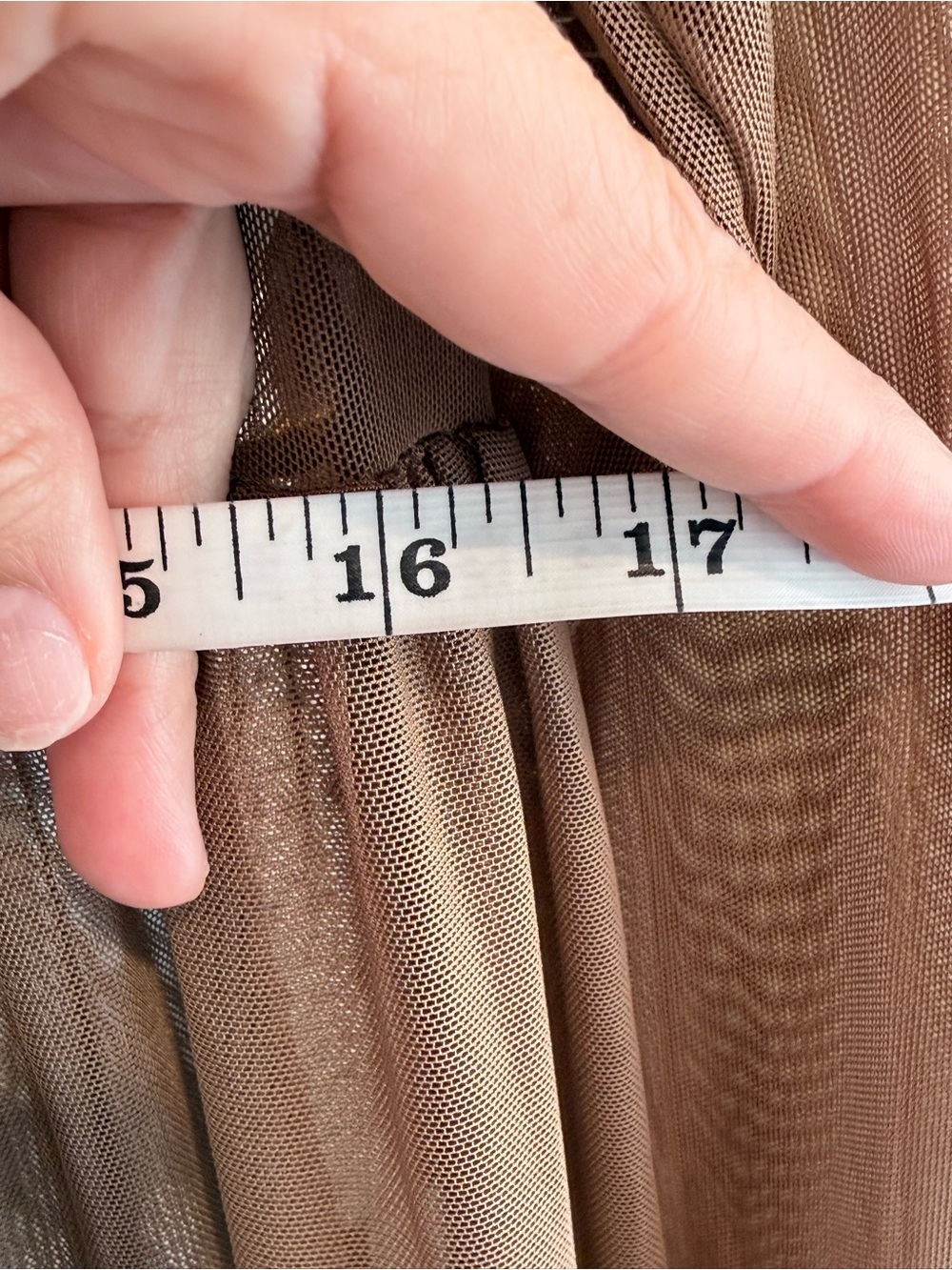 Sheer Nude Mesh Maxi Dress with Deep V and Layered Skirt - Picture 9 of 9